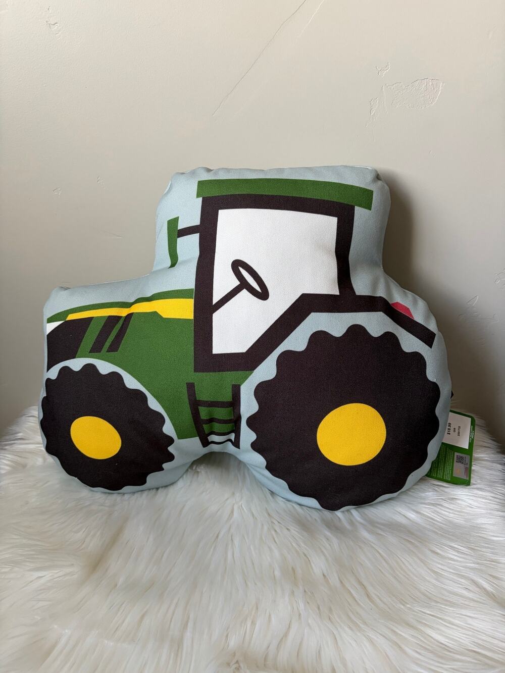 John Deere Tractor Shaped Decorative Throw Pillow NWT